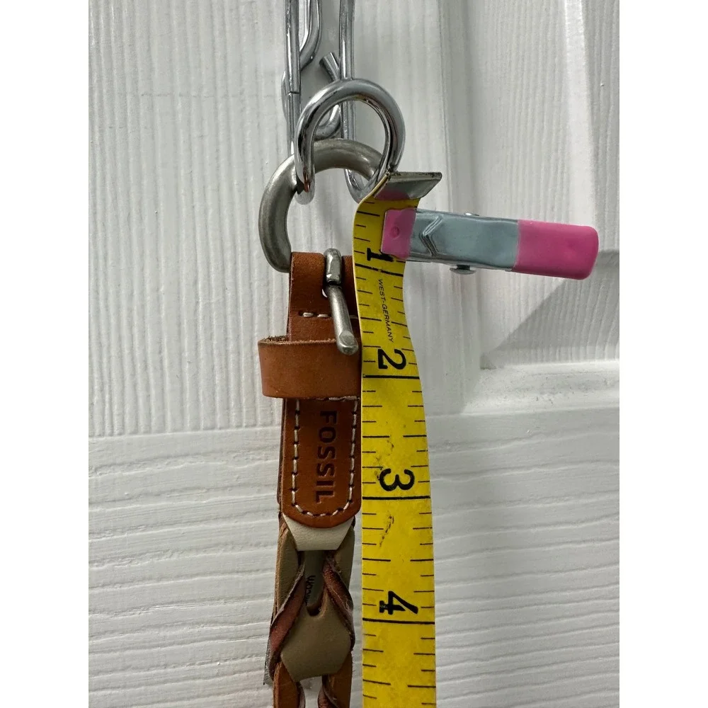 Fossil Womens Braided Leather Belt Multi-Tone Brown Tan Cream Size M BT3943702